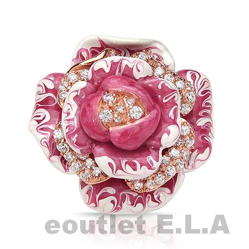 5.8CT CZ ENAMEL 3D ROSE PENDANT SOLID 14K925